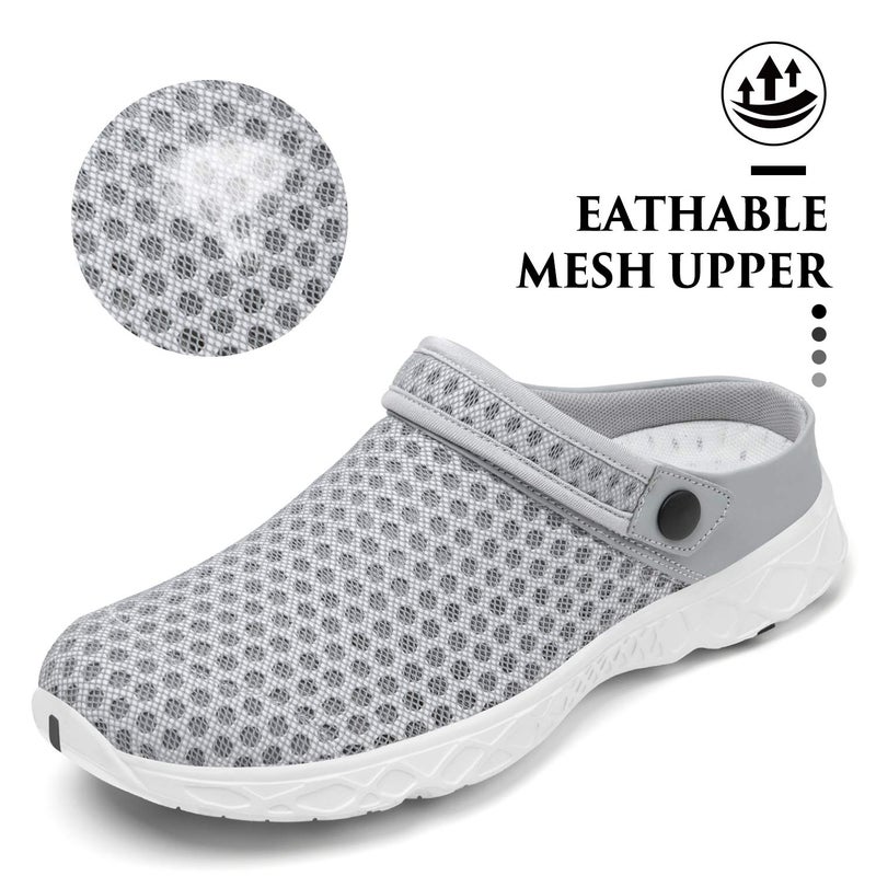 SAGUARO Men's Women's Quick Dry Garden Shoes Lightweight Breathable Gardening Clog Water Shoes Mesh Sandals for Sports Outdoor Beach Pool Exercise Grey 12.5 Women/10.5 Men - Image 3